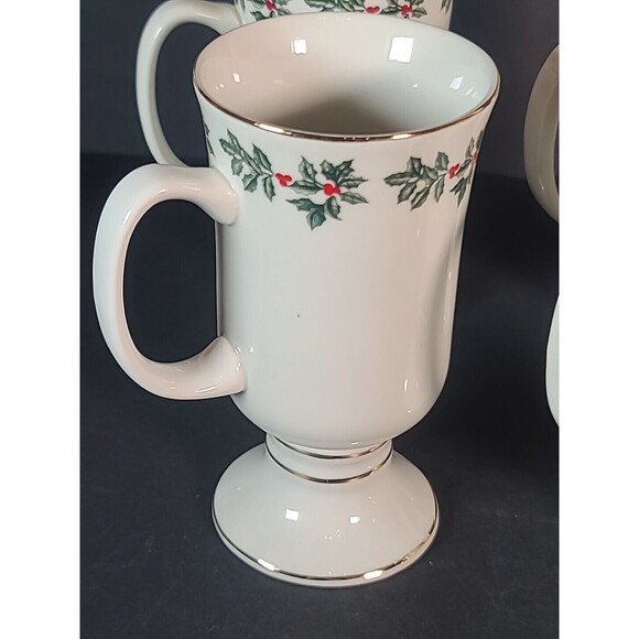 Braum Formalities Holly Collection MugsCups Set of 4  Christmas Eggnog Punch VTG - Picture 3 of 8